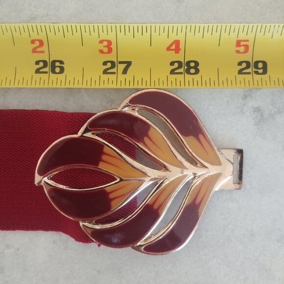 Vintage made in Korea red gold clasp buckle belt stretch - Picture 12 of 12